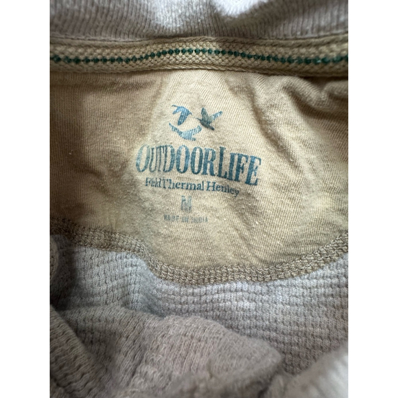 Outdoor Life Men’s Henley Shirt Medium Tan Long Sleeve Casual Pullover Cotton Wo - Picture 7 of 8